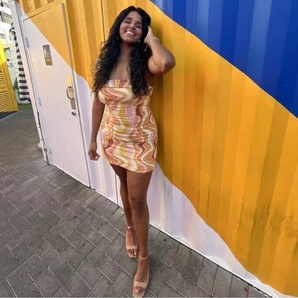 NWT Wild fable Retro Strapless Dress XL‎ Short Mini Bodycon Corset Funky 60s 70s - Picture 2 of 14